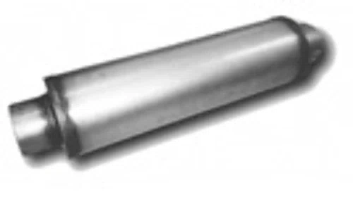 Round Muffler 4_ Body 2.5_ Inlet 2.5_ Outlet 18_ Body Length 24_ Overall-JXS0426
